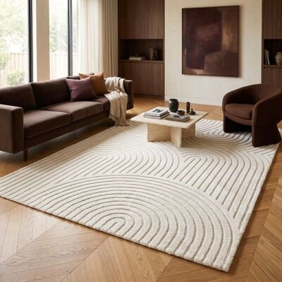THE DECO FACTORY Tapis doux à relief moderne graphique blanc 120x170 Blanc - Publicité THE DECO FACTORY Tapis doux à relief moderne graphique blanc 120x170 Blanc - Publicité