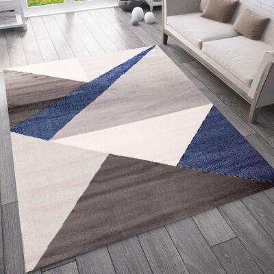 Tapis - VIMODA - Motif Géométriques - Antidérapant - 80x150cm - 100% Polypropylène Bleu - Publicité Tapis - VIMODA - Motif Géométriques - Antidérapant - 80x150cm - 100% Polypropylène Bleu - Publicité