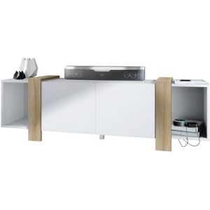 Vladon Lowboard Ida Buffet TV de salon caisson en blanc mat façades en Chêne brut Blanc - Publicité Vladon Lowboard Ida Buffet TV de salon caisson en blanc mat façades en Chêne brut Blanc - Publicité