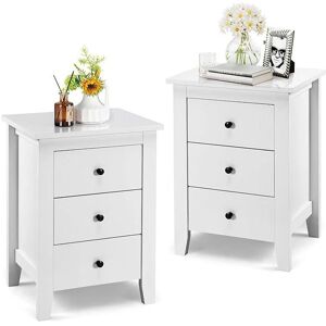 GIANTEX Lot de 2 Tables de Chevet avec 3 Tiroirs Style Moderne Meuble de Rangement pour Chambre Salon Bureau 46x37x65 cm Blanc - Publicité GIANTEX Lot de 2 Tables de Chevet avec 3 Tiroirs Style Moderne Meuble de Rangement pour Chambre Salon Bureau 46x37x65 cm Blanc - Publicité