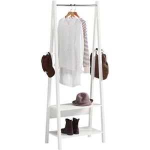 Porte-Vêtement en Bois FRG59-W SoBuy - avec Deux étagères – Blanc - L66cm x P39cm x H180cm Blanc - Publicité Porte-Vêtement en Bois FRG59-W SoBuy - avec Deux étagères – Blanc - L66cm x P39cm x H180cm Blanc - Publicité