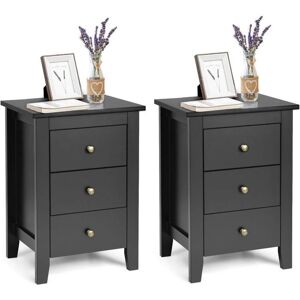 GIANTEX Lot de 2 Tables de Chevet avec 3 Tiroirs Style Moderne Meuble de Rangement pour Chambre Salon Bureau 46x37x65 cm Noir Noir - Publicité GIANTEX Lot de 2 Tables de Chevet avec 3 Tiroirs Style Moderne Meuble de Rangement pour Chambre Salon Bureau 46x37x65 cm Noir Noir - Publicité
