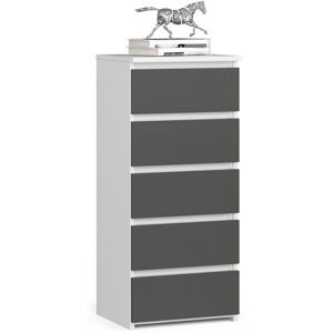 HOME COLLECTIVE Commode à 5 tiroirs - Dimensions 40x35x92cm - Petite commode de chambre - Meuble dappoint - Blanc et gris mat Gris - Publicité HOME COLLECTIVE Commode à 5 tiroirs - Dimensions 40x35x92cm - Petite commode de chambre - Meuble dappoint - Blanc et gris mat Gris - Publicité