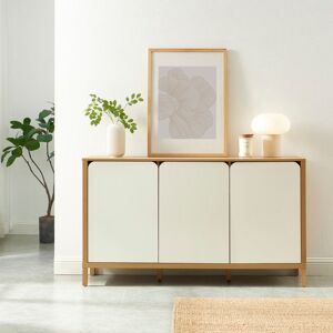 BAÏTA Buffet KILDA effet chêne 3 portes blanches 140cm - Bois Marron - Publicité BAÏTA Buffet KILDA effet chêne 3 portes blanches 140cm - Bois Marron - Publicité