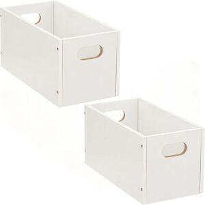 Toilinux - Lot de 2 Boîtes de rangement rectangulaire en MDF - L. 31 x H. 15 cm - Blanc Blanc - Publicité Toilinux - Lot de 2 Boîtes de rangement rectangulaire en MDF - L. 31 x H. 15 cm - Blanc Blanc - Publicité