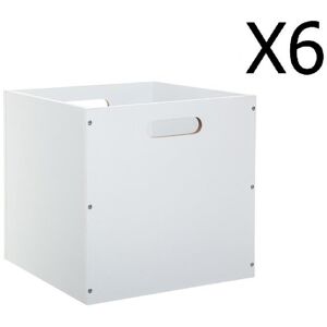 PEGANE Lot de 6 Boites de rangement en bois Blanc - L. 30.5 x P. 30.5 x H. 30.5 cm Blanc - Publicité PEGANE Lot de 6 Boites de rangement en bois Blanc - L. 30.5 x P. 30.5 x H. 30.5 cm Blanc - Publicité