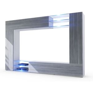 Vladon Combinaison murale Mirage Corps en Blanc mat - Façades en Avola-Anthracite avec léclairage LED Gris - Publicité Vladon Combinaison murale Mirage Corps en Blanc mat - Façades en Avola-Anthracite avec léclairage LED Gris - Publicité