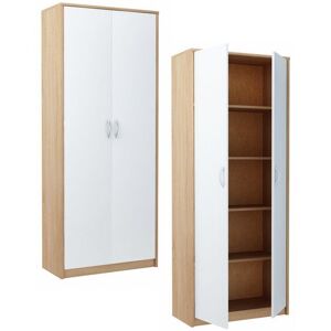 MATKAM Armoire de Bureau 5 Niveaux - Meuble de rangement Style contemporain - Blanc/Sonoma - 74x35x180 cm Blanc - Publicité MATKAM Armoire de Bureau 5 Niveaux - Meuble de rangement Style contemporain - Blanc/Sonoma - 74x35x180 cm Blanc - Publicité