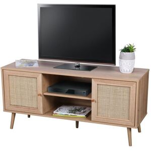 Toilinux - Meuble TV Bali en cannage et panneaux de particules - 2 portes Marron - Publicité Toilinux - Meuble TV Bali en cannage et panneaux de particules - 2 portes Marron - Publicité