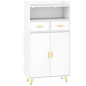 COSTWAY Meuble Salle de Bain avec 2 Tiroirs 2 Portes Compartiment Ouvert Étagère Réglable Pieds en Métal 30x60x100cm Blanc Blanc - Publicité COSTWAY Meuble Salle de Bain avec 2 Tiroirs 2 Portes Compartiment Ouvert Étagère Réglable Pieds en Métal 30x60x100cm Blanc Blanc - Publicité