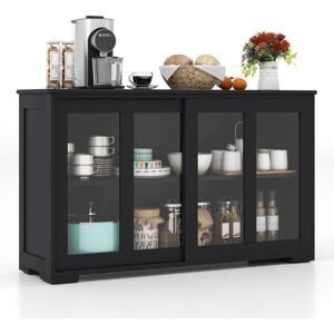 COSTWAY Buffet de Cuisine Meuble Commode Rangement Cuisine L1065 cm – MDF Noir 2 Etagères avec 2 Porte Coulissantes en Verre Noir - Publicité COSTWAY Buffet de Cuisine Meuble Commode Rangement Cuisine L1065 cm – MDF Noir 2 Etagères avec 2 Porte Coulissantes en Verre Noir - Publicité