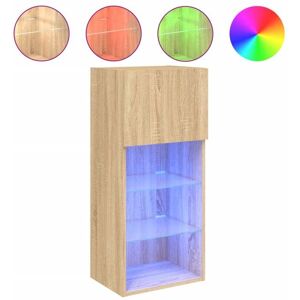 VIDAXL Armoire TV - Meuble TV - avec lumières LED - chêne sonoma 405x30x90 cm LL248334 Marron - Publicité VIDAXL Armoire TV - Meuble TV - avec lumières LED - chêne sonoma 405x30x90 cm LL248334 Marron - Publicité