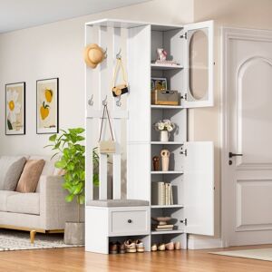 VEPSSDER Armoire85x335x2002 placardsarmoire de rangementensemble armoiremeuble dentréeporte-manteau avec banc à chaussures et coussin Blanc - Publicité VEPSSDER Armoire85x335x2002 placardsarmoire de rangementensemble armoiremeuble dentréeporte-manteau avec banc à chaussures et coussin Blanc - Publicité