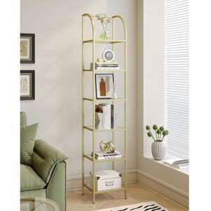 HZUANERI Bibliothèque Étagère de Rangement 6 Niveaux Étagère de Collection Verre Trempé Étagères sur Pied pour Salon Chambre Doré - Publicité HZUANERI Bibliothèque Étagère de Rangement 6 Niveaux Étagère de Collection Verre Trempé Étagères sur Pied pour Salon Chambre Doré - Publicité