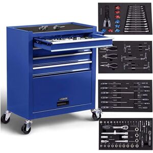 AREBOS Servante datelier 4 Compartiments 4 tiroirs à roulement à Billes avec 81 pièces doutils Chariot à Outils Bleu Bleu - Publicité AREBOS Servante datelier 4 Compartiments 4 tiroirs à roulement à Billes avec 81 pièces doutils Chariot à Outils Bleu Bleu - Publicité