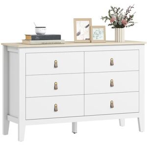 Commode - HOMCOM - 6 tiroirs - style contemporain - avec poignées en polyuréthane - 120 x 40 x 78 cm - blanc Blanc - Publicité Commode - HOMCOM - 6 tiroirs - style contemporain - avec poignées en polyuréthane - 120 x 40 x 78 cm - blanc Blanc - Publicité