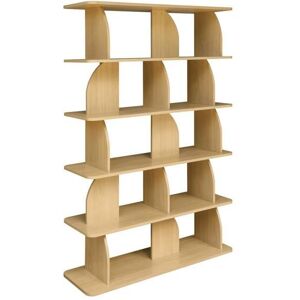 SWEEEK Etagère. bibliothèque exotique décor bois chêne 5 niveaux. séparateurs courbés - Alva Marron - Publicité SWEEEK Etagère. bibliothèque exotique décor bois chêne 5 niveaux. séparateurs courbés - Alva Marron - Publicité