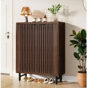 Armoire à chaussures rétro à 6 niveaux pour chambre à coucher couloir salon 24 paires avec portes étagères réglables-Noyer Marron - Publicité Armoire à chaussures rétro à 6 niveaux pour chambre à coucher couloir salon 24 paires avec portes étagères réglables-Noyer Marron - Publicité