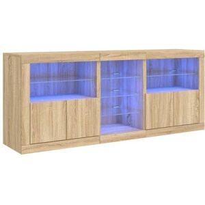 VIDAXL Enfilade/Bahut/Vitrine - Rustique - Buffet avec lumières LED chêne sonoma 162 x 37 x 67 cm @190445 Marron - Publicité VIDAXL Enfilade/Bahut/Vitrine - Rustique - Buffet avec lumières LED chêne sonoma 162 x 37 x 67 cm @190445 Marron - Publicité