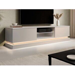 Meuble TV 2 tiroirs et 2 niches avec LEDs en MDF - Beige et effet marbre blanc - DEVIKA de Pascal MORABITO Beige - Publicité Meuble TV 2 tiroirs et 2 niches avec LEDs en MDF - Beige et effet marbre blanc - DEVIKA de Pascal MORABITO Beige - Publicité