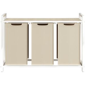 VASAGLE Panier à Linge 3 Compartiments avec Étagère de Rangement Sac Amovible Cadre en Métal 3 x 40 L Beige Beige - Publicité VASAGLE Panier à Linge 3 Compartiments avec Étagère de Rangement Sac Amovible Cadre en Métal 3 x 40 L Beige Beige - Publicité