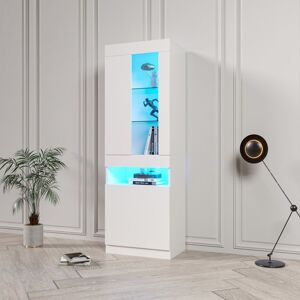 NOBRAND Vitrine LED 16 couleurs RVB - Meuble de présentation blanc avec rangement intégré - Idéal pour salon et décoration murale Blanc - Publicité NOBRAND Vitrine LED 16 couleurs RVB - Meuble de présentation blanc avec rangement intégré - Idéal pour salon et décoration murale Blanc - Publicité