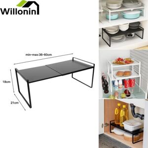 WILLONIN Étagère de Placard KD® Rangement Extensible pour CuisineSalonWC Longueur max 60cm Noir Support de Cuisine sous evier ZCY Noir - Publicité WILLONIN Étagère de Placard KD® Rangement Extensible pour CuisineSalonWC Longueur max 60cm Noir Support de Cuisine sous evier ZCY Noir - Publicité