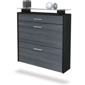 Vladon Meuble à chaussures Malea en Noir mat - Avola-Anthracite Gris - Publicité Vladon Meuble à chaussures Malea en Noir mat - Avola-Anthracite Gris - Publicité