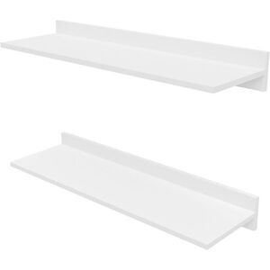 PEGANE Ensemble de 2 étagères murales coloris blanc neige - Longueur 80 x Profondeur 24 x Hauteur 10 cm Blanc - Publicité PEGANE Ensemble de 2 étagères murales coloris blanc neige - Longueur 80 x Profondeur 24 x Hauteur 10 cm Blanc - Publicité