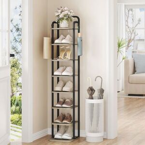 HZUANERI Étagère à Chaussures Verticale à 8 Niveaux Tour à Chaussures pour Petits Espaces Autoportante Réglable Ivoire Clair et Noir Gris - Publicité HZUANERI Étagère à Chaussures Verticale à 8 Niveaux Tour à Chaussures pour Petits Espaces Autoportante Réglable Ivoire Clair et Noir Gris - Publicité