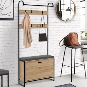 IDMARKET Vestiaire dentrée LUIS avec banc et meuble à chaussures 1 porte design industriel Bleu - Publicité IDMARKET Vestiaire dentrée LUIS avec banc et meuble à chaussures 1 porte design industriel Bleu - Publicité