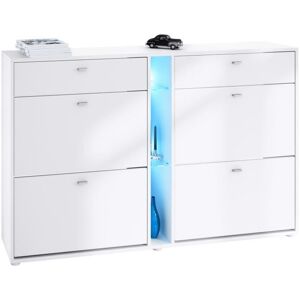 Vladon Meuble à chaussures à bascule Today 1555 x 95 x 28 cm en Blanc mat façades en Blanc mat avec léclairage LED en Bleu Blanc - Publicité Vladon Meuble à chaussures à bascule Today 1555 x 95 x 28 cm en Blanc mat façades en Blanc mat avec léclairage LED en Bleu Blanc - Publicité