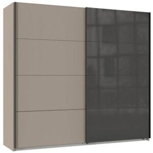 Armoire 2 portes coulissantes TILBURG 225 cm gris Sahara verre noir et graphite Gris - Publicité Armoire 2 portes coulissantes TILBURG 225 cm gris Sahara verre noir et graphite Gris - Publicité