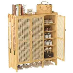 Meuble à chaussures - UNHO - Armoire à chaussures - 3 portes - 5 étagères - Bois naturel Marron - Publicité Meuble à chaussures - UNHO - Armoire à chaussures - 3 portes - 5 étagères - Bois naturel Marron - Publicité