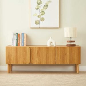 BAÏTA Meuble TV BRAGA effet chêne 3 portes 150cm - Bois Marron - Publicité BAÏTA Meuble TV BRAGA effet chêne 3 portes 150cm - Bois Marron - Publicité