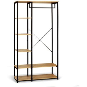 FACILITYS Dressing portant vêtements bois/métal 167x90x40 cm penderie + colonne 3 étagères + 2 rayons chaussures style industriel Marron - Publicité FACILITYS Dressing portant vêtements bois/métal 167x90x40 cm penderie + colonne 3 étagères + 2 rayons chaussures style industriel Marron - Publicité