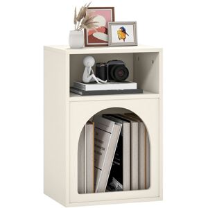 Table de chevet - HOMCOM - compartiments ouverts - design arqué - MDF - 40 x 30 x 60 cm - crème Blanc - Publicité Table de chevet - HOMCOM - compartiments ouverts - design arqué - MDF - 40 x 30 x 60 cm - crème Blanc - Publicité