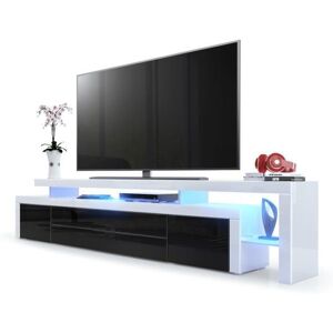 Vladon Meuble TV bas Leon V3 en Blanc haute brillance - Façades en Noir haute brillance avec une bordure en Blanc haute brillance Noir - Publicité Vladon Meuble TV bas Leon V3 en Blanc haute brillance - Façades en Noir haute brillance avec une bordure en Blanc haute brillance Noir - Publicité