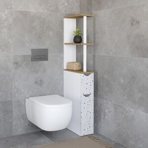 IDMARKET Meuble WC étagère WILLY 2 portes motif terrazzo et hêtre Blanc - Publicité IDMARKET Meuble WC étagère WILLY 2 portes motif terrazzo et hêtre Blanc - Publicité