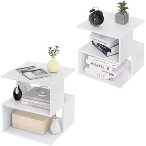 EUGAD Table de Chevet Blanc Lot de 2 Table d’appoint Design Moderne Petite Bibliothèque avec 2 Étagères 40x40x435cm 0166ZZ-2 Blanc - Publicité EUGAD Table de Chevet Blanc Lot de 2 Table d’appoint Design Moderne Petite Bibliothèque avec 2 Étagères 40x40x435cm 0166ZZ-2 Blanc - Publicité