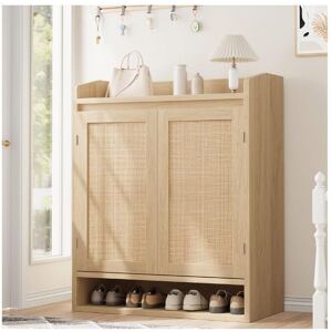 Garvee Meuble à Chaussures Moderne en Rotin et Bois Chêne avec Étageres Réglables Antipoussière pour Entrée Couloir Salon Naturel Marron - Publicité Garvee Meuble à Chaussures Moderne en Rotin et Bois Chêne avec Étageres Réglables Antipoussière pour Entrée Couloir Salon Naturel Marron - Publicité
