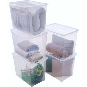 Boite de rangement plastique avec couvercle x5 Sundis CLEAR BOX 70L L.55 x l.375 x h.435 cm Transparent Blanc - Publicité Boite de rangement plastique avec couvercle x5 Sundis CLEAR BOX 70L L.55 x l.375 x h.435 cm Transparent Blanc - Publicité