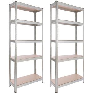 AREBOS Étagère Charge Lourde 2 pièces 350 kg 180x75x30 cm 5 étagères Gris - Publicité AREBOS Étagère Charge Lourde 2 pièces 350 kg 180x75x30 cm 5 étagères Gris - Publicité