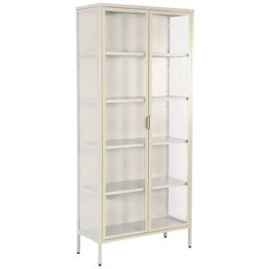 SWEEEK Buffet. vaisselier acier et verre trempé 2 portes 180cm beige - Arkansas Beige - Publicité SWEEEK Buffet. vaisselier acier et verre trempé 2 portes 180cm beige - Arkansas Beige - Publicité