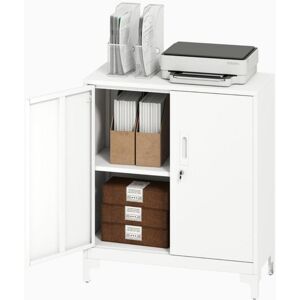 NOBRAND Armoire de bureau métal blanc 2 niveaux - Commode de classement avec portes verrouillables pour rangement organisé Blanc - Publicité NOBRAND Armoire de bureau métal blanc 2 niveaux - Commode de classement avec portes verrouillables pour rangement organisé Blanc - Publicité