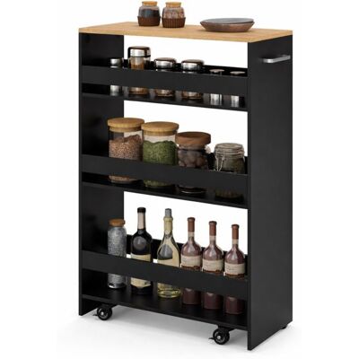 Desserte de Cuisine Etroit 25cm COSTWAY Roues avec Freins Chariot de Rangement à 4 Niveaux avec Poignée Latérale Noir et Naturel Noir - Publicité Desserte de Cuisine Etroit 25cm COSTWAY Roues avec Freins Chariot de Rangement à 4 Niveaux avec Poignée Latérale Noir et Naturel Noir - Publicité