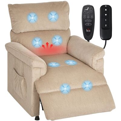 Fauteuil relax électrique - HOMCOM - massant et chauffant - moteur ultra-silencieux port USB - velours côtelé - 94x86x105cm - marron Marron - Publicité Fauteuil relax électrique - HOMCOM - massant et chauffant - moteur ultra-silencieux port USB - velours côtelé - 94x86x105cm - marron Marron - Publicité