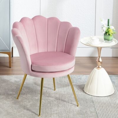 WOLTU Fauteuil Coquillage Salon - Dossier en Forme de Pétale - Chaise Velours Pieds en Métal - Rose Rose - Publicité WOLTU Fauteuil Coquillage Salon - Dossier en Forme de Pétale - Chaise Velours Pieds en Métal - Rose Rose - Publicité