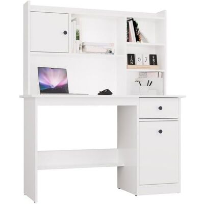 CDF Bureau CHESTER avec rehausse blanc 1 tiroir meuble de rangement étagère pour chambre Blanc - Publicité CDF Bureau CHESTER avec rehausse blanc 1 tiroir meuble de rangement étagère pour chambre Blanc - Publicité