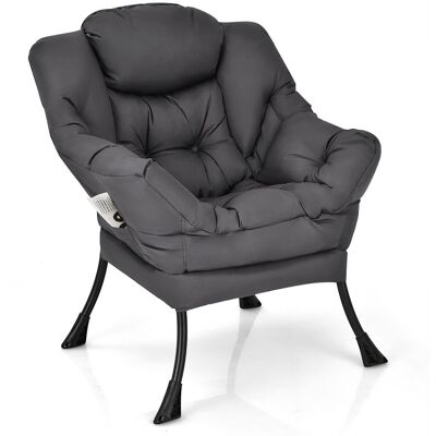 Fauteuil Moderne-GIANTEX-Chaise Rembourrée avec Repose-tête Poche Latérale-pour Salon Bureau Chambre-75 X 81 X 945 CM-Gris Gris - Publicité Fauteuil Moderne-GIANTEX-Chaise Rembourrée avec Repose-tête Poche Latérale-pour Salon Bureau Chambre-75 X 81 X 945 CM-Gris Gris - Publicité